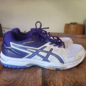 Asics Gel Rocket Volleyball Sneakers B455N Purple Mesh Lace Up Shoes Womens 9.5